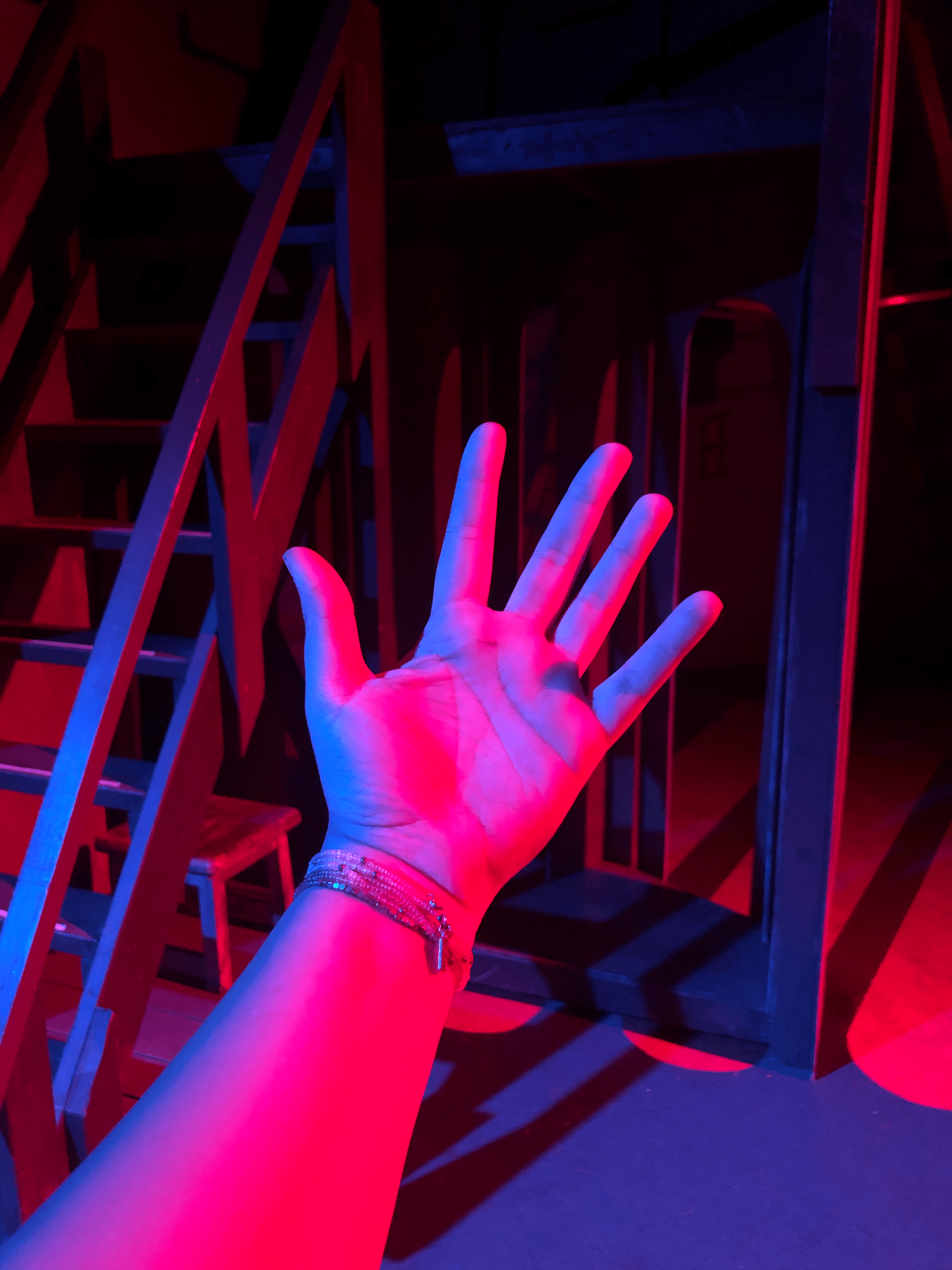 Example of lighting design accomplished on an outstretched hand